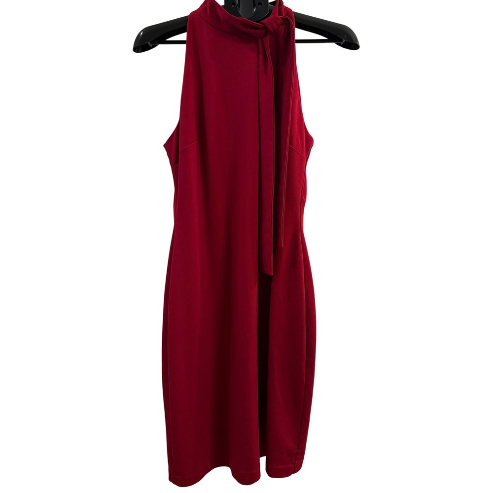 Alexia Admore Red Tie Neck Sheath Dress Sleeveless Cocktail Womens Large